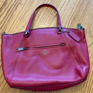 Coach red pebbled leather crossbody/satchel gently used no long straps marks